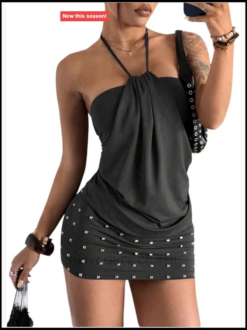 SweatyRocks Y2K Grunge Halter Mini Dress Club Backless